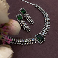 Luxury Emerald Green CZ Stone Necklace & Earring Set