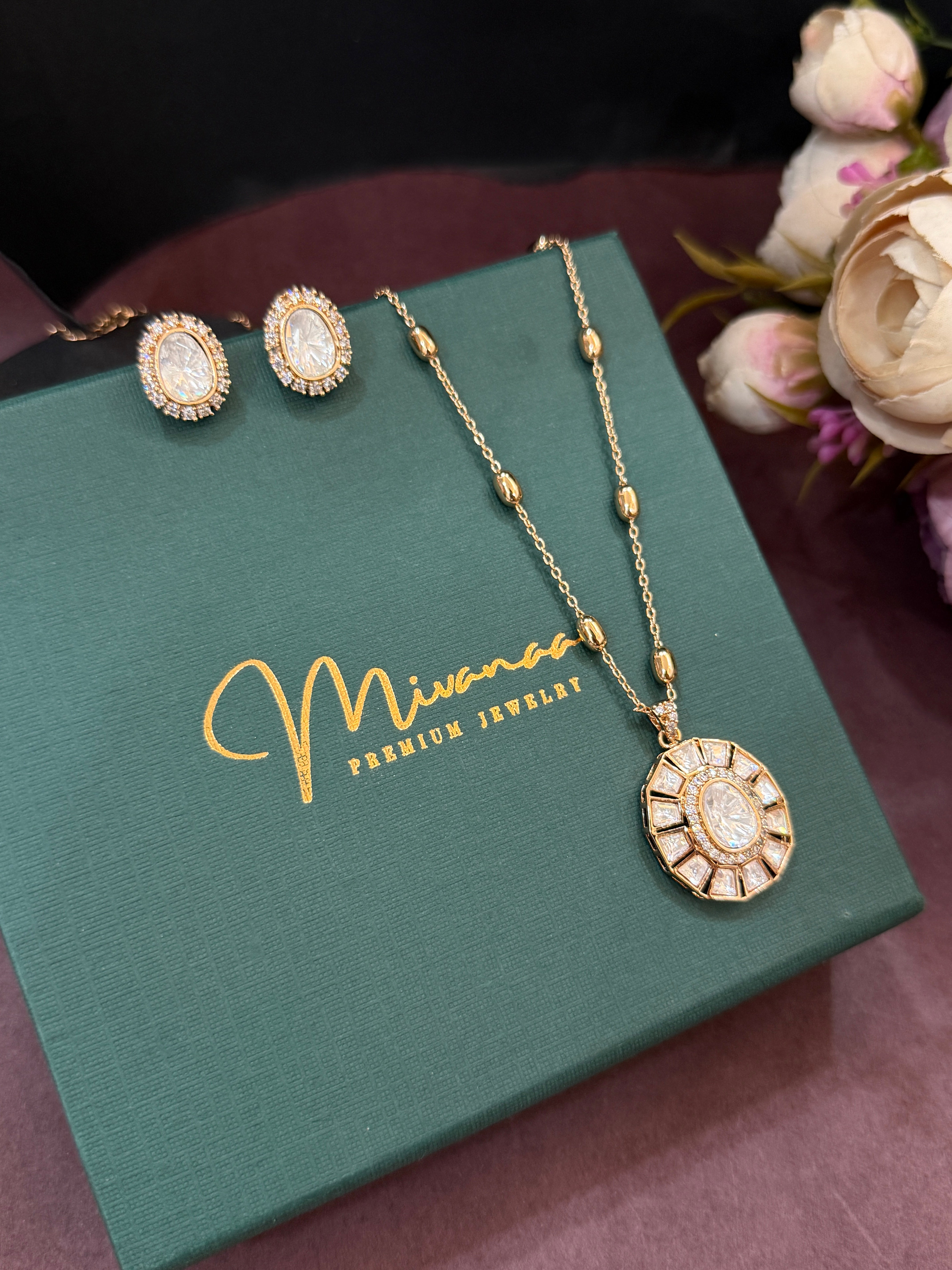 Elegant Gold-Plated Necklace & Earring Set