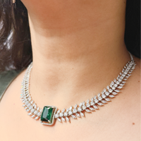 Luxury Emerald Green CZ Stone Necklace & Earring Set