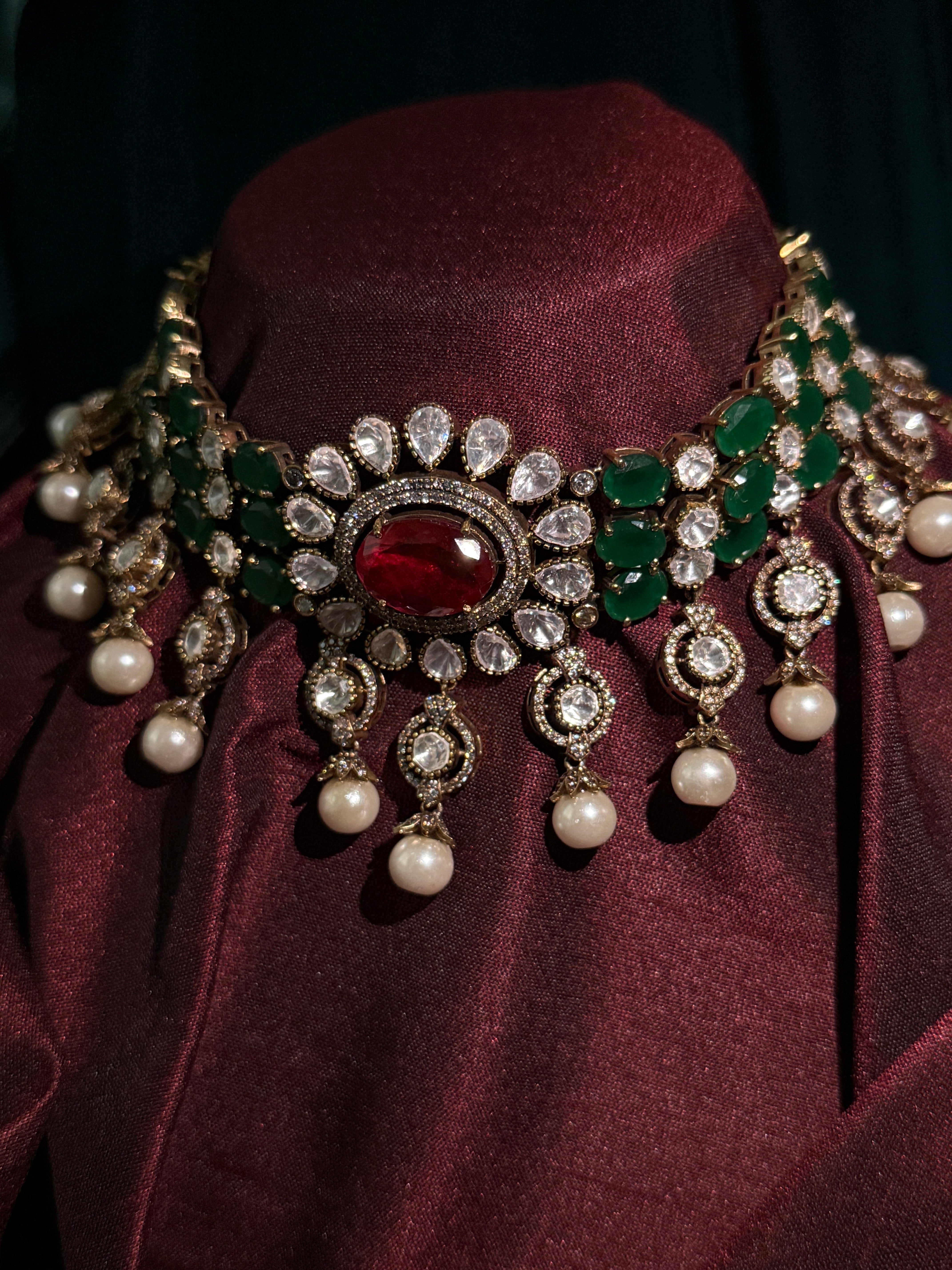 Regal Kundan and Polki Choker Necklace Set