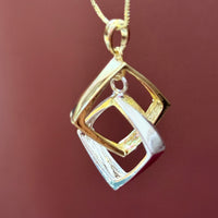 Elegant Dual Tone Geometric Pendant Necklace
