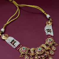 Royal Pearl Temple Necklace Set with Traditional Earrings