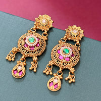 Royal Pearl Temple Necklace Set with Traditional Earrings