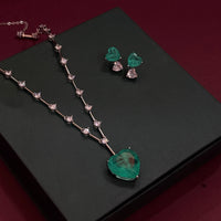 Romantic Blue Ocean Love Heart Pendant Necklace and Earrings Set