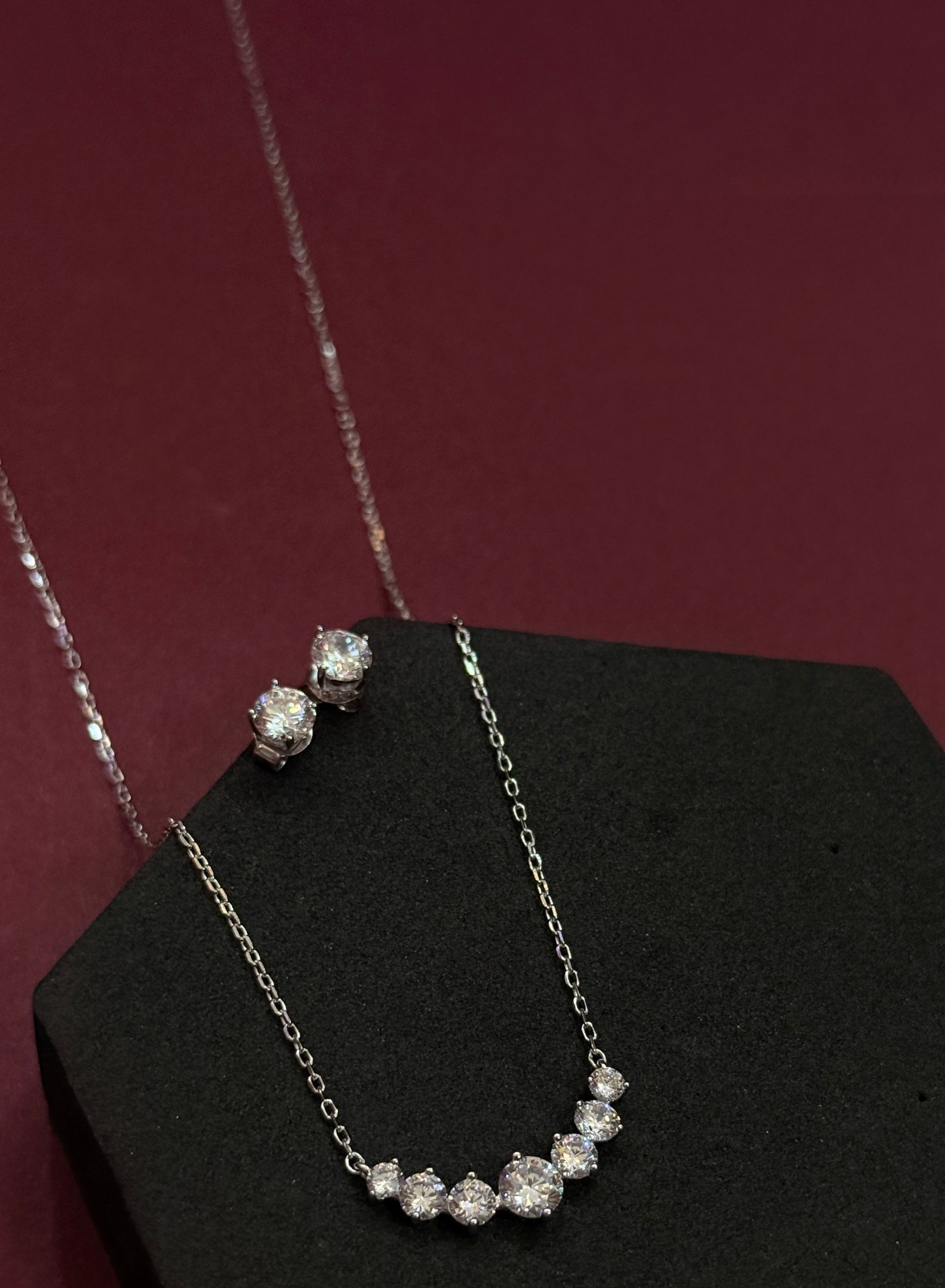 Celestia Sparkle 925 Sterling Silver CZ Pendant Set