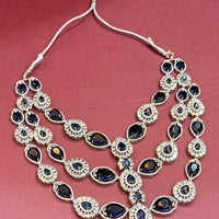 Royal Sapphire American Diamond Necklace Set