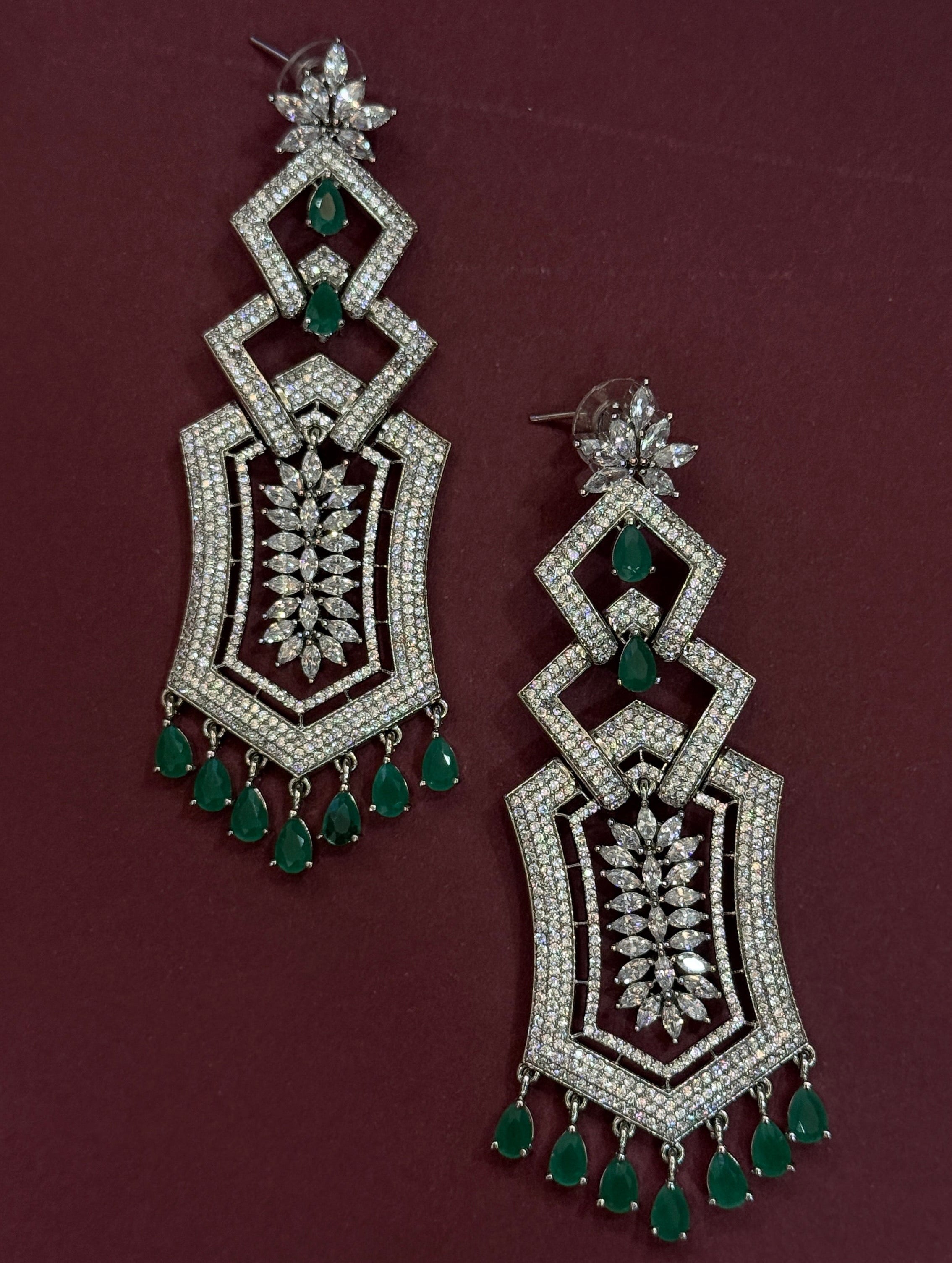 Emerald Elegance Dangle Earrings