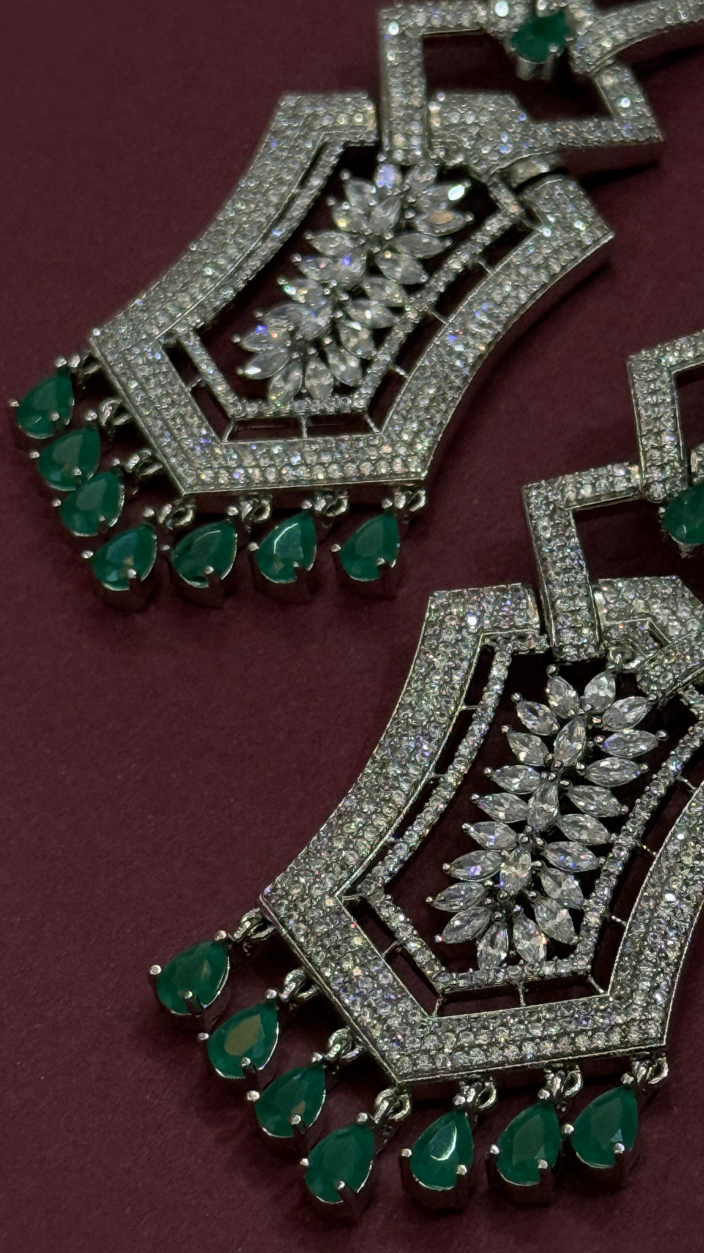 Emerald Elegance Dangle Earrings