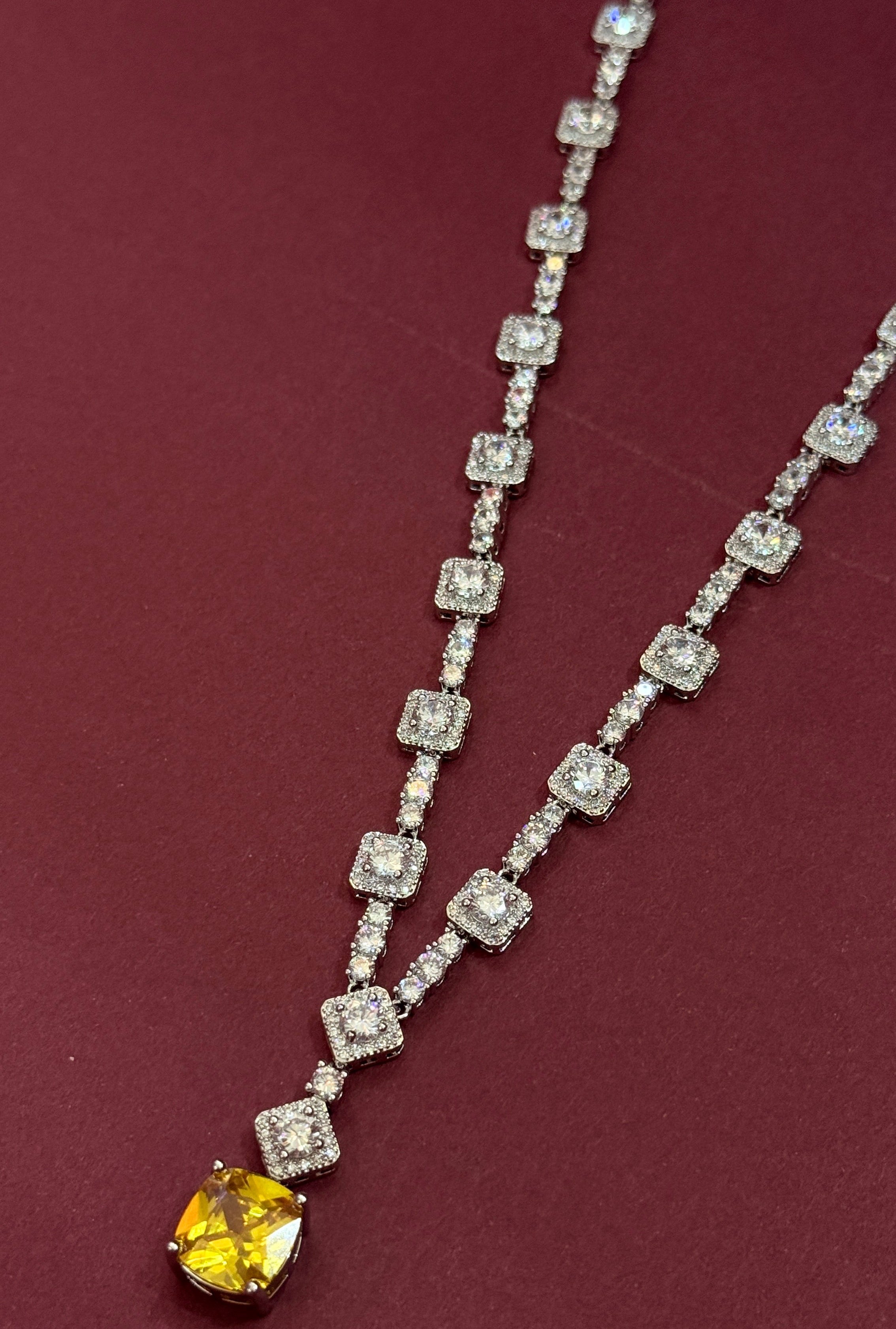 Luxury Yellow Crystal Necklace & Earrings Set