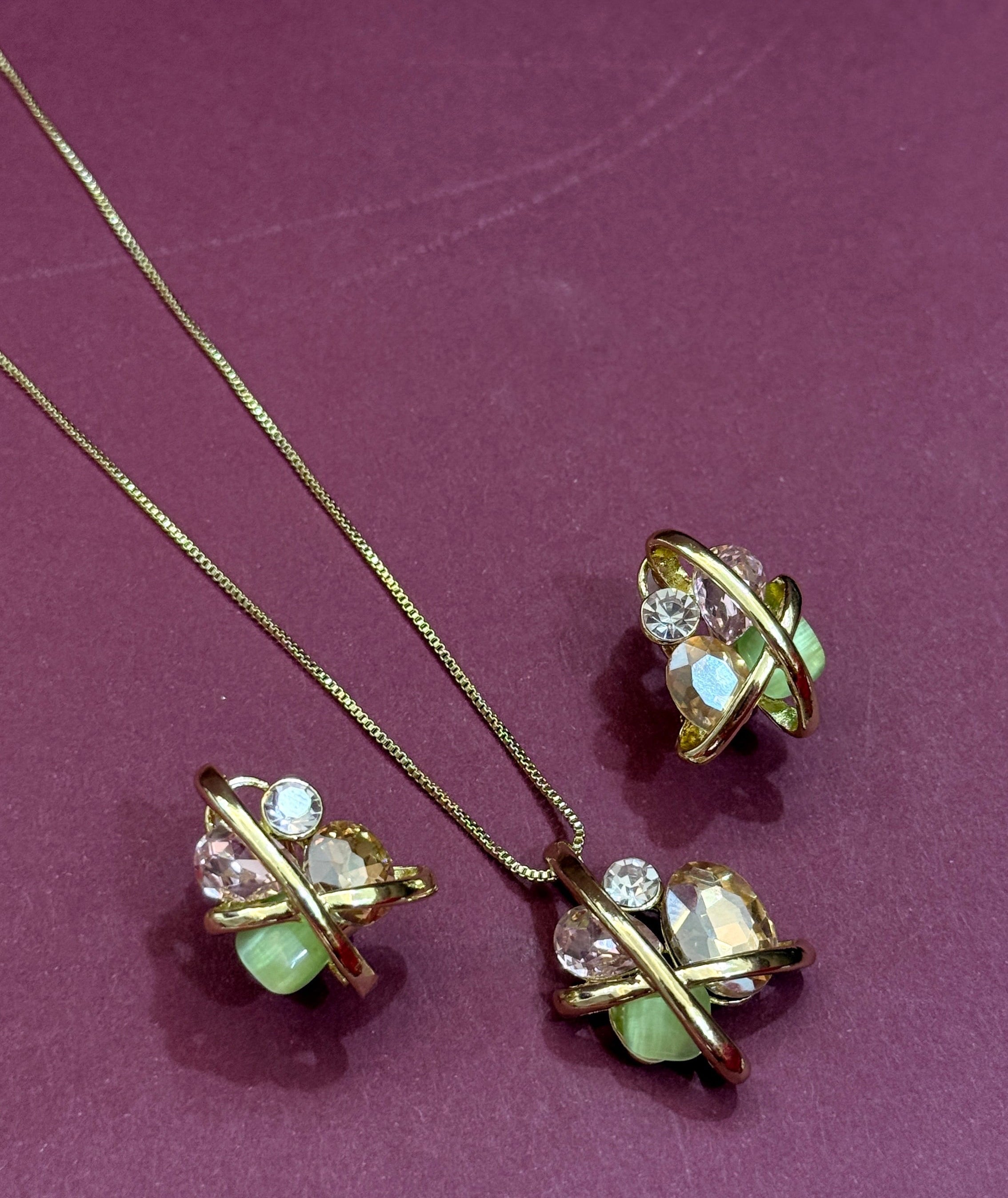 Celestia Orbit Crystal Pendant Set