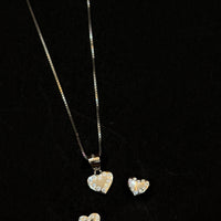 Heart Shape 925 Sliver Sterling Necklace & Earrings Set