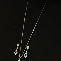 925 Sterling Silver Blue Teardrop Necklace Set