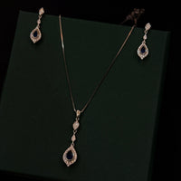 925 Sterling Silver Blue Teardrop Necklace Set