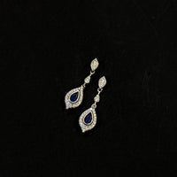 925 Sterling Silver Blue Teardrop Necklace Set