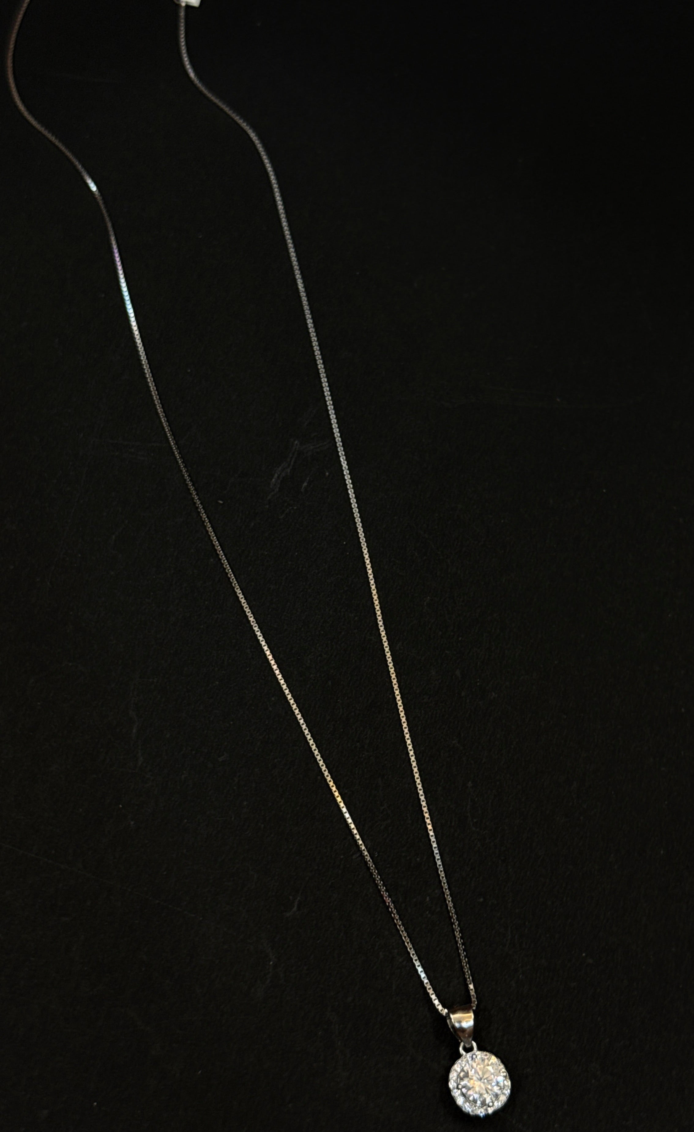 925 Sterling Silver CZ Halo Pendant Necklace