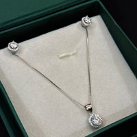 925 Sterling Silver CZ Halo Pendant Necklace