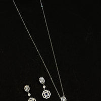 925 Sterling Silver Blue Stone Necklace Set