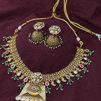 Royal Kundan Polki Bridal Choker Necklace Set with Jhumka Earrings