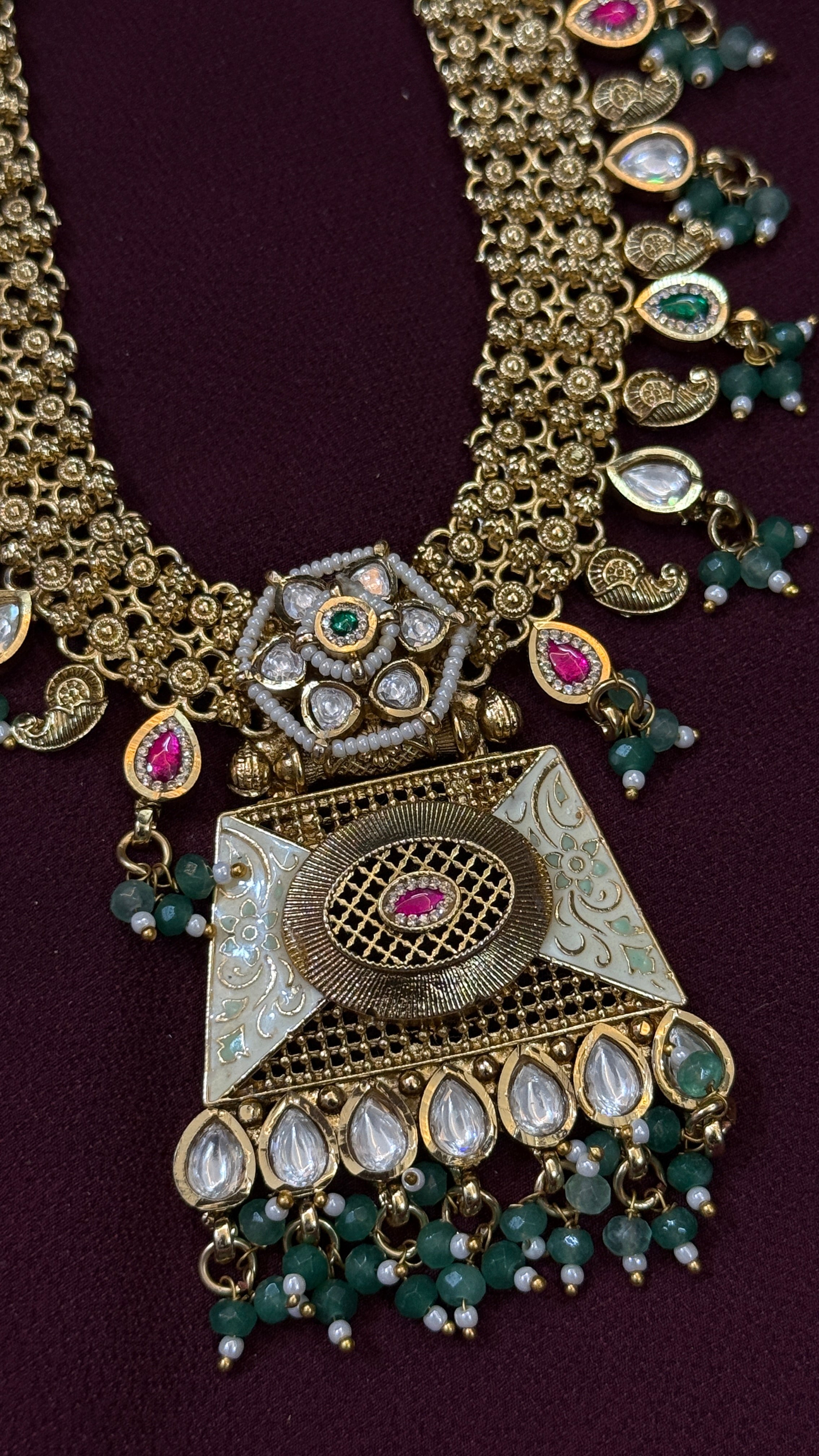 Royal Kundan Polki Bridal Choker Necklace Set with Jhumka Earrings