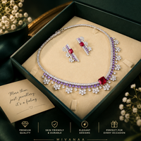 Purple Red Bridal Jewelry Set for Women Luxury Wedding