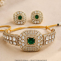 Green Kundan Bridal Choker Set with Matching Earrings