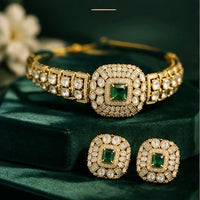 Green Kundan Bridal Choker Set with Matching Earrings