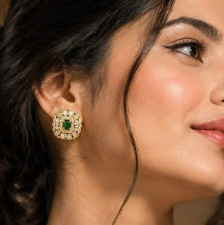 Green Kundan Bridal Choker Set with Matching Earrings