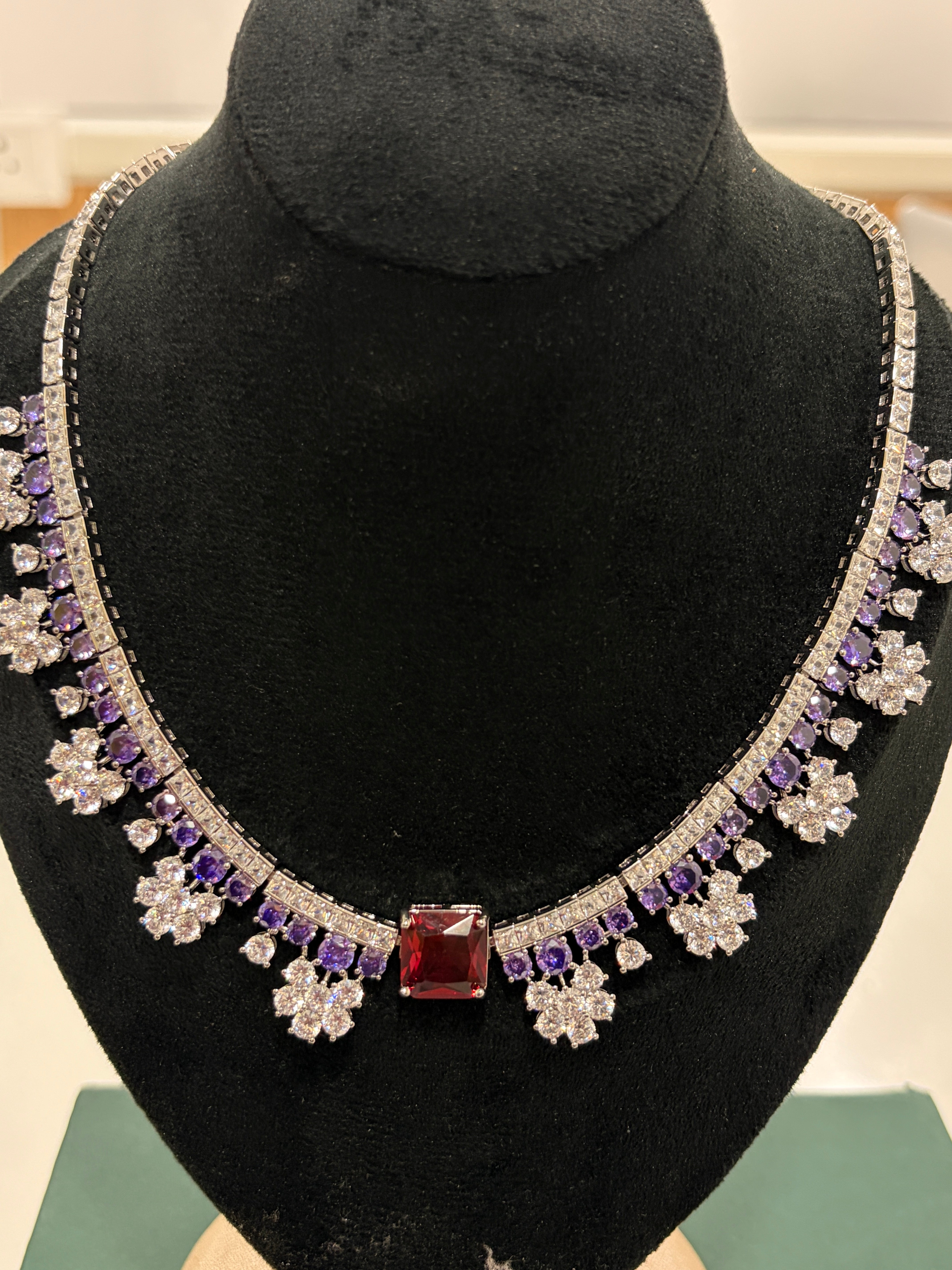 Purple Red Bridal Jewelry Set for Women Luxury Wedding