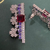 Purple Red Bridal Jewelry Set for Women Luxury Wedding