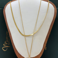 18K Gold Fashion Women's Stainless Steel Necklace Double-layered Layered Pearl Pendant