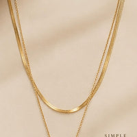 18K Gold Fashion Women's Stainless Steel Necklace Double-layered Layered Pearl Pendant