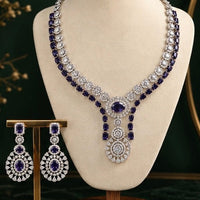 Royal Purple Kundan Bridal Necklace Set with Matching Earrings
