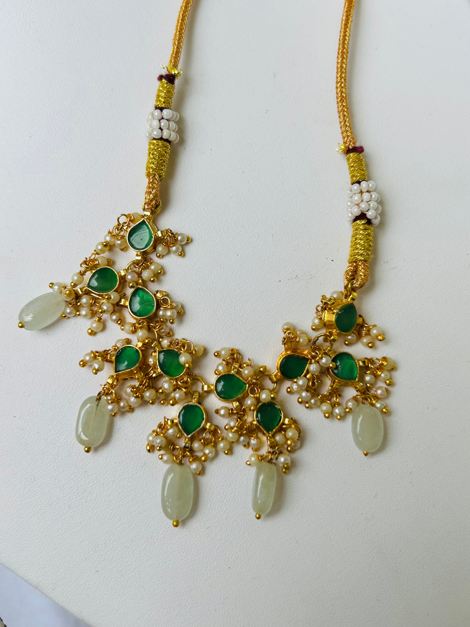 Verdant Elegance Pacchi Kundan and Pearl Fusion - Mivanaa