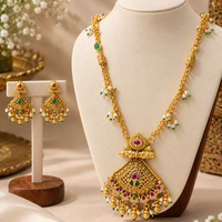 18K Gold-Plated Kundan & Pearl Studded Necklace Set