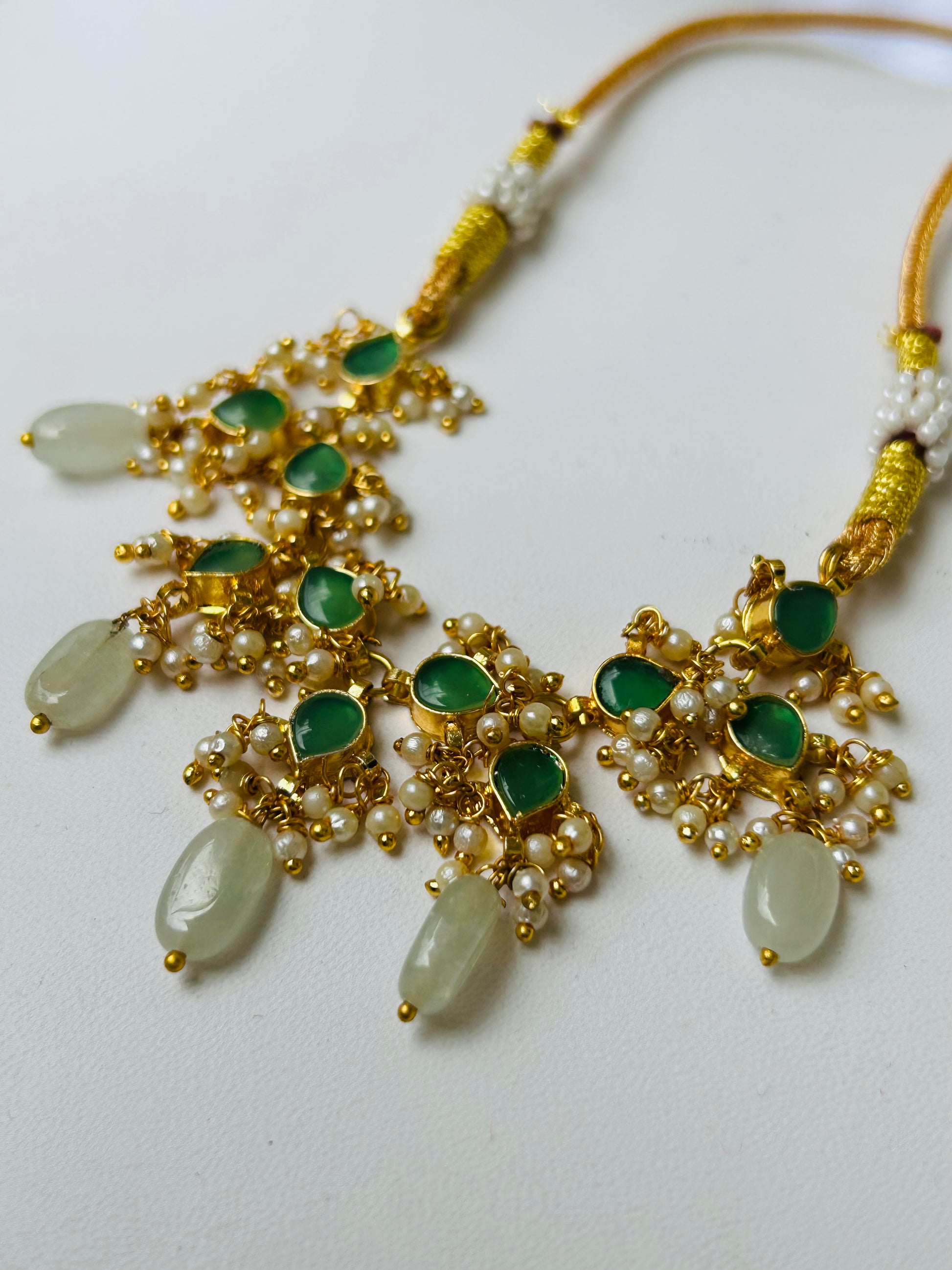 Verdant Elegance Pacchi Kundan and Pearl Fusion - Mivanaa