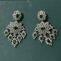 Emerald Green & Silver-Tone Bridal Jewellery Set – Statement Necklace