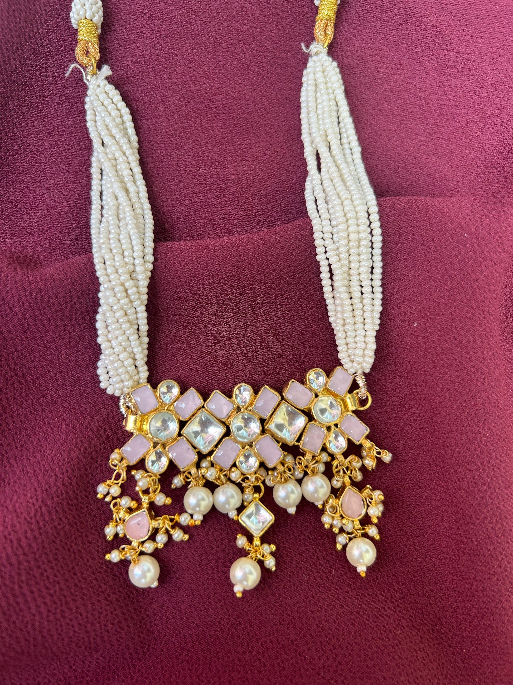 Rosy Blush Pacchi Kundan Set - Mivanaa