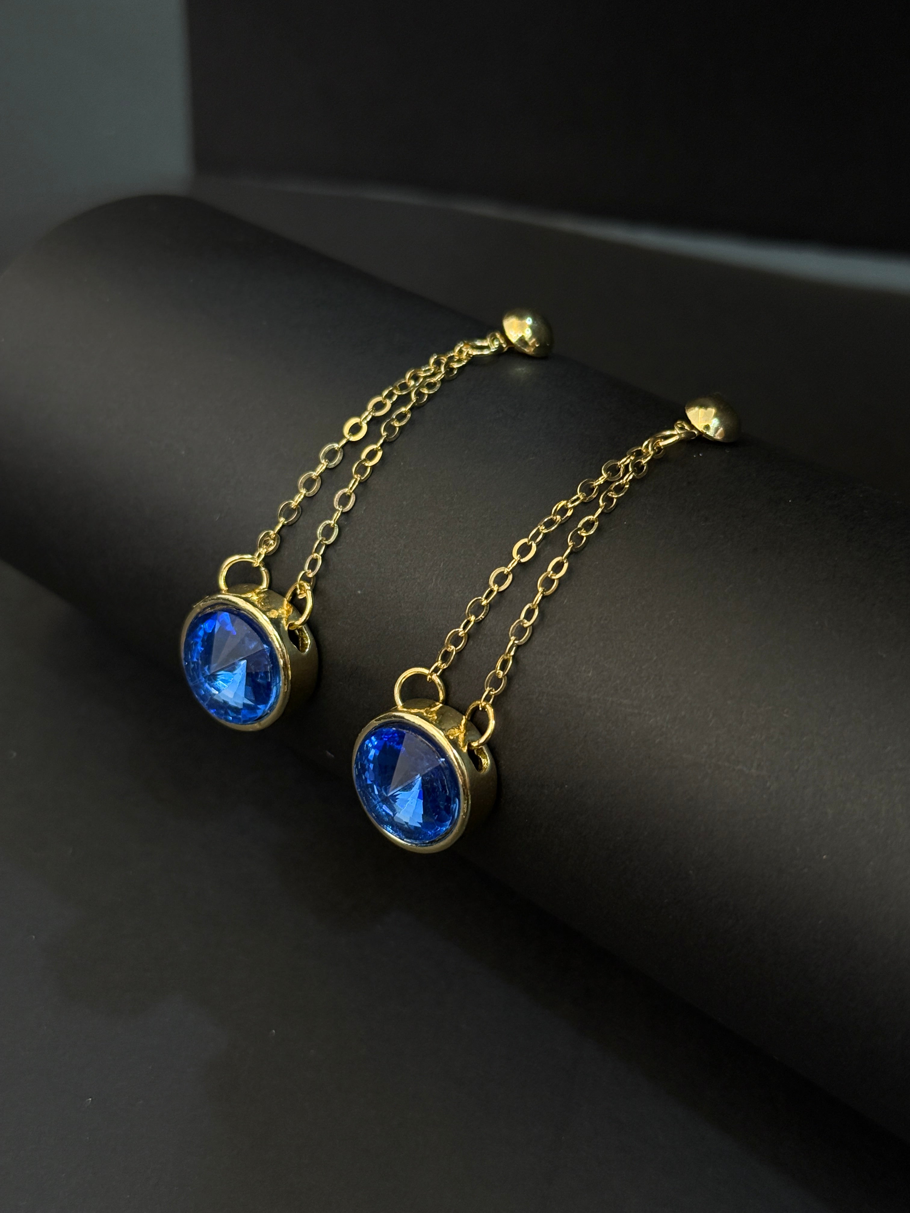 Sapphire Dangle Earrings-Mivanaa