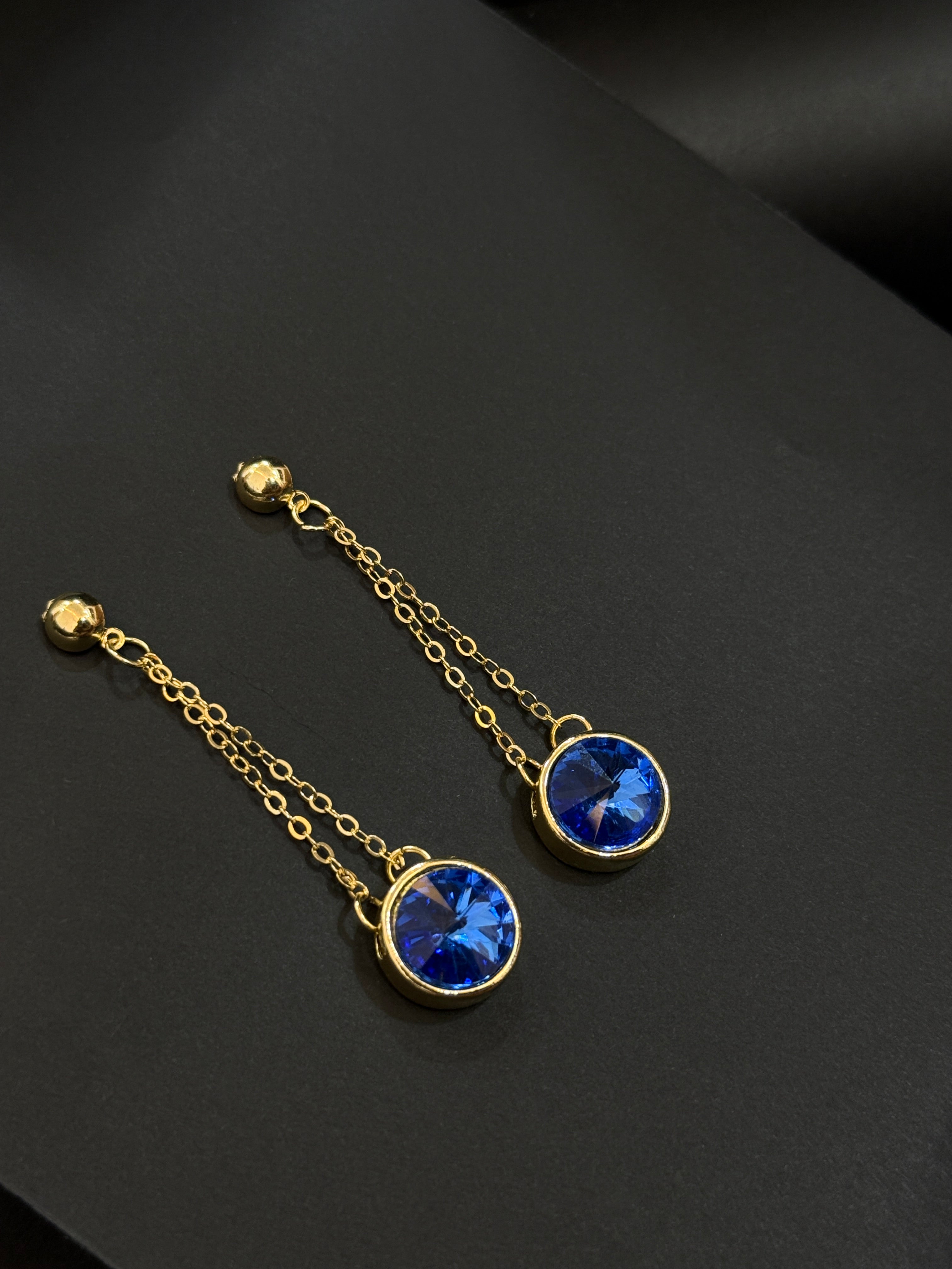 Sapphire Dangle Earrings-Mivanaa