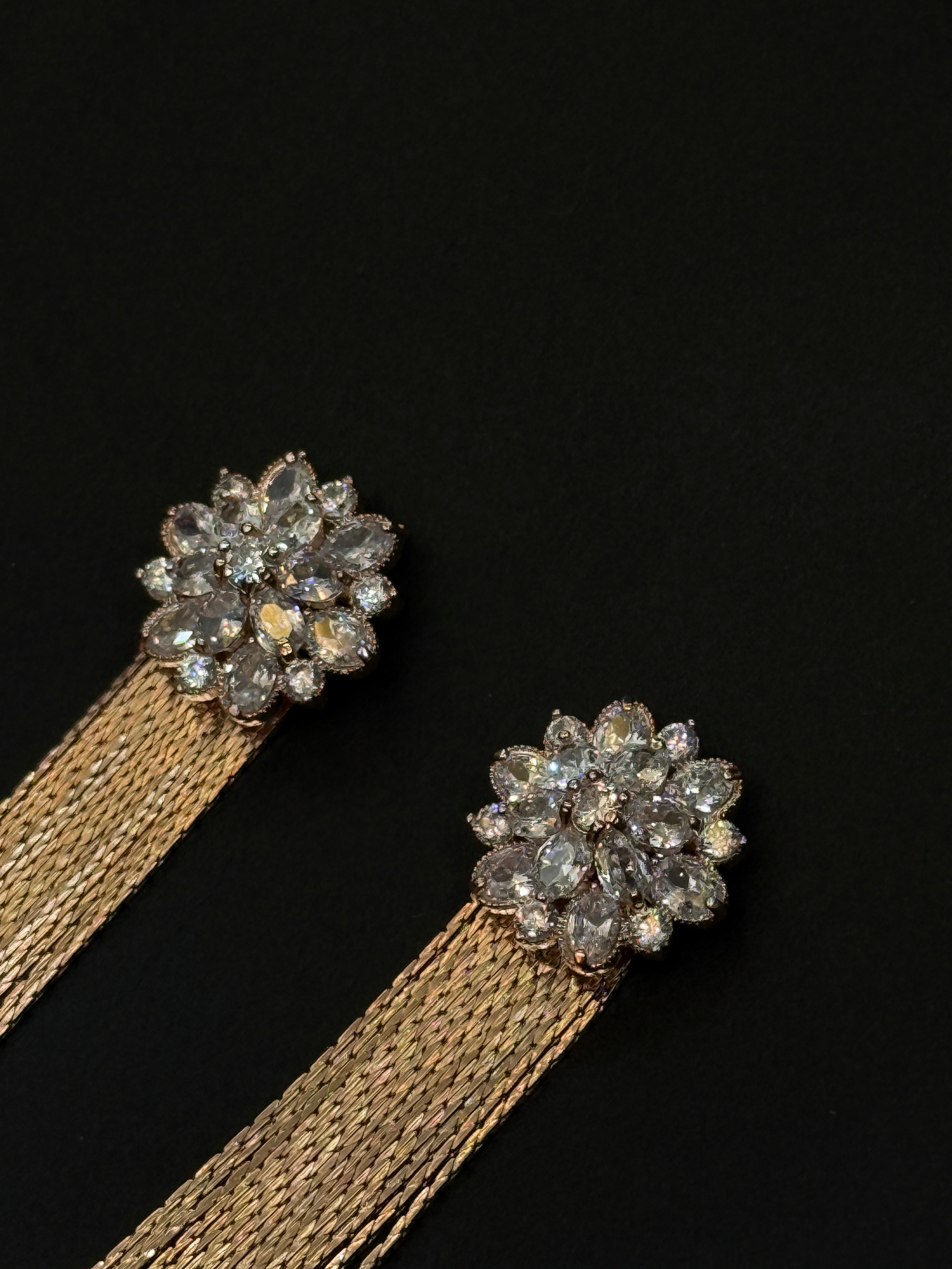 Glamorous Crystal Tassel Earrings-Mivanaa