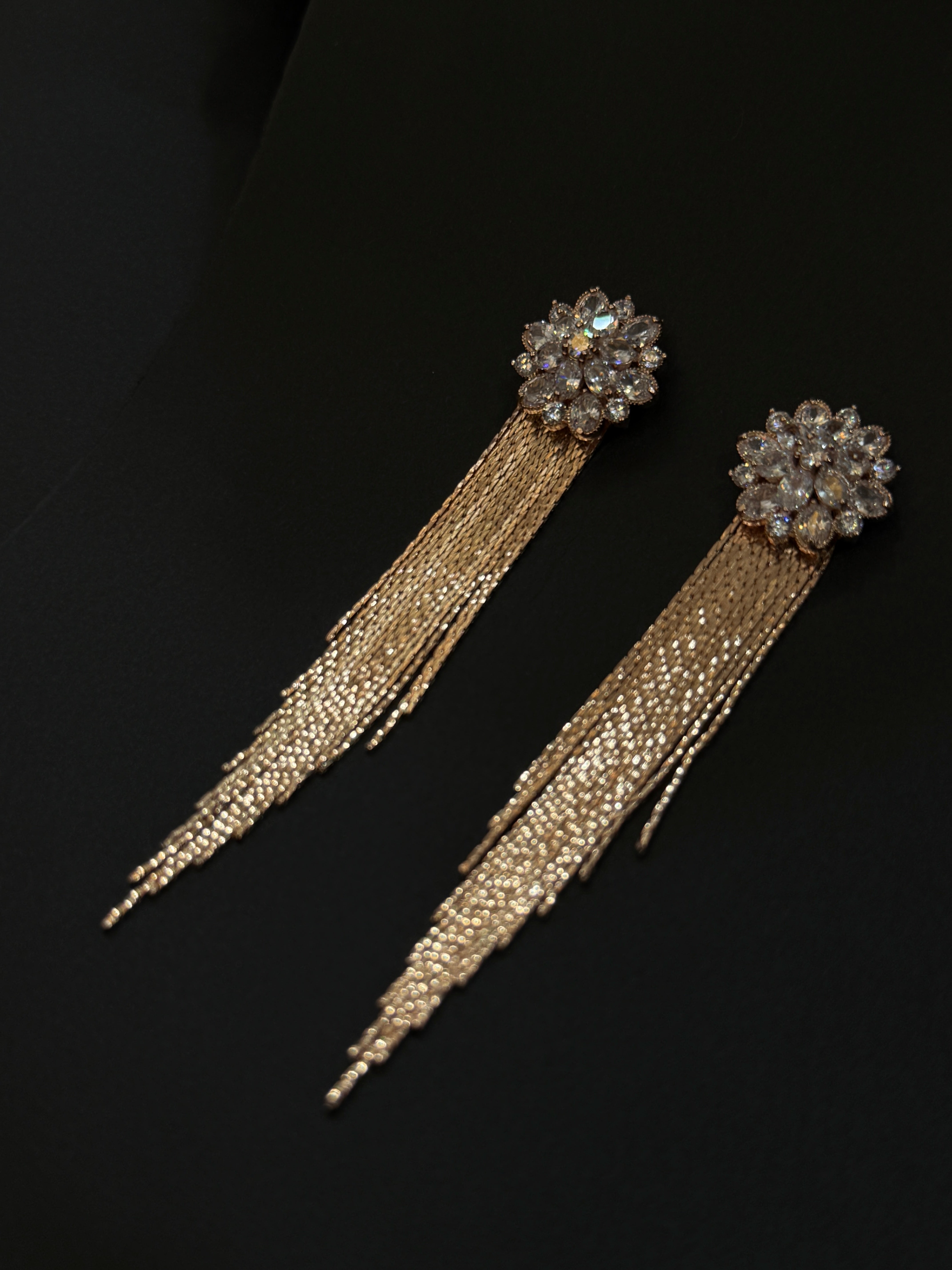 Glamorous Crystal Tassel Earrings-Mivanaa