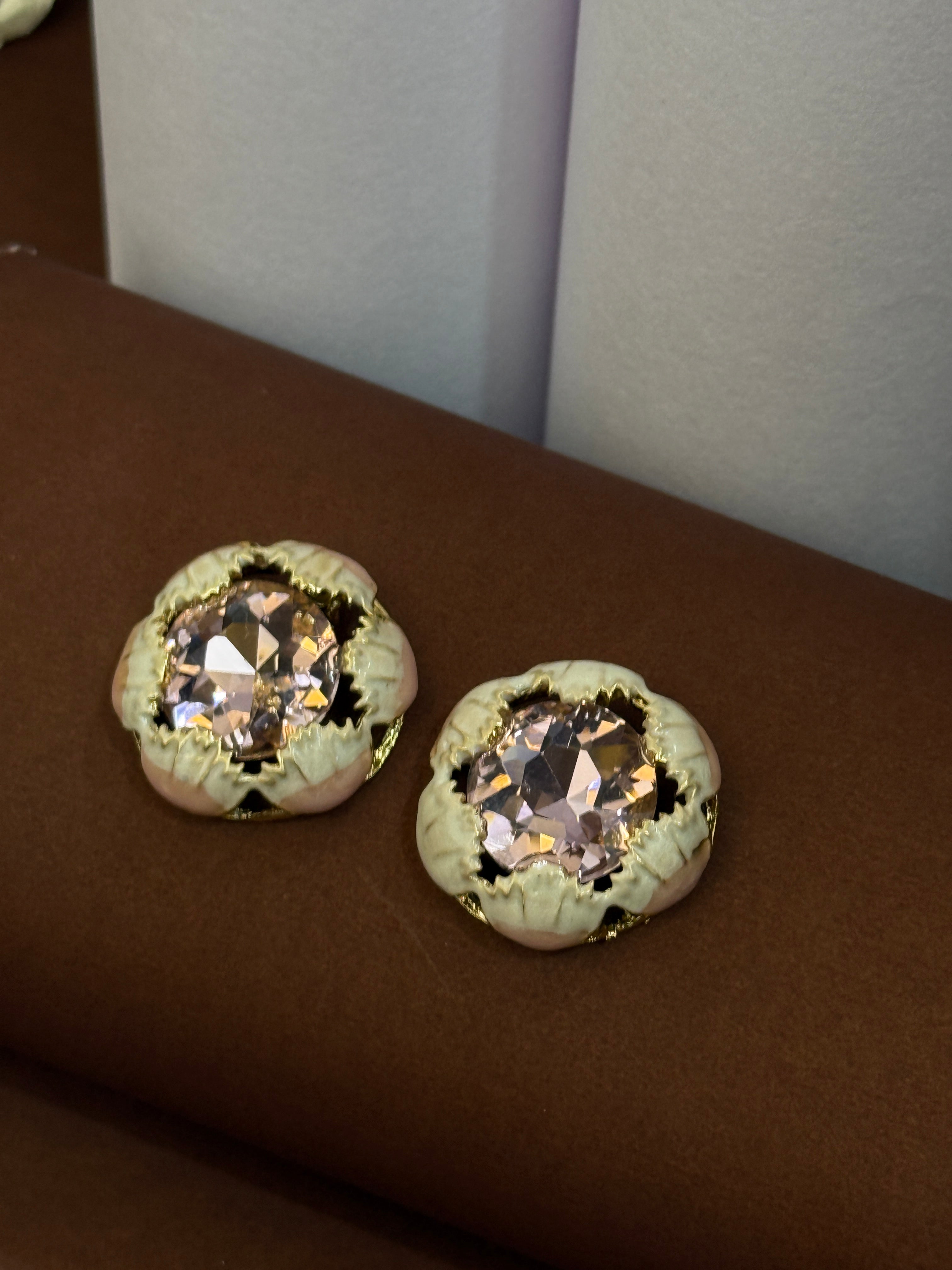 Vintage-Inspired Floral Stud Earring-Mivanaa