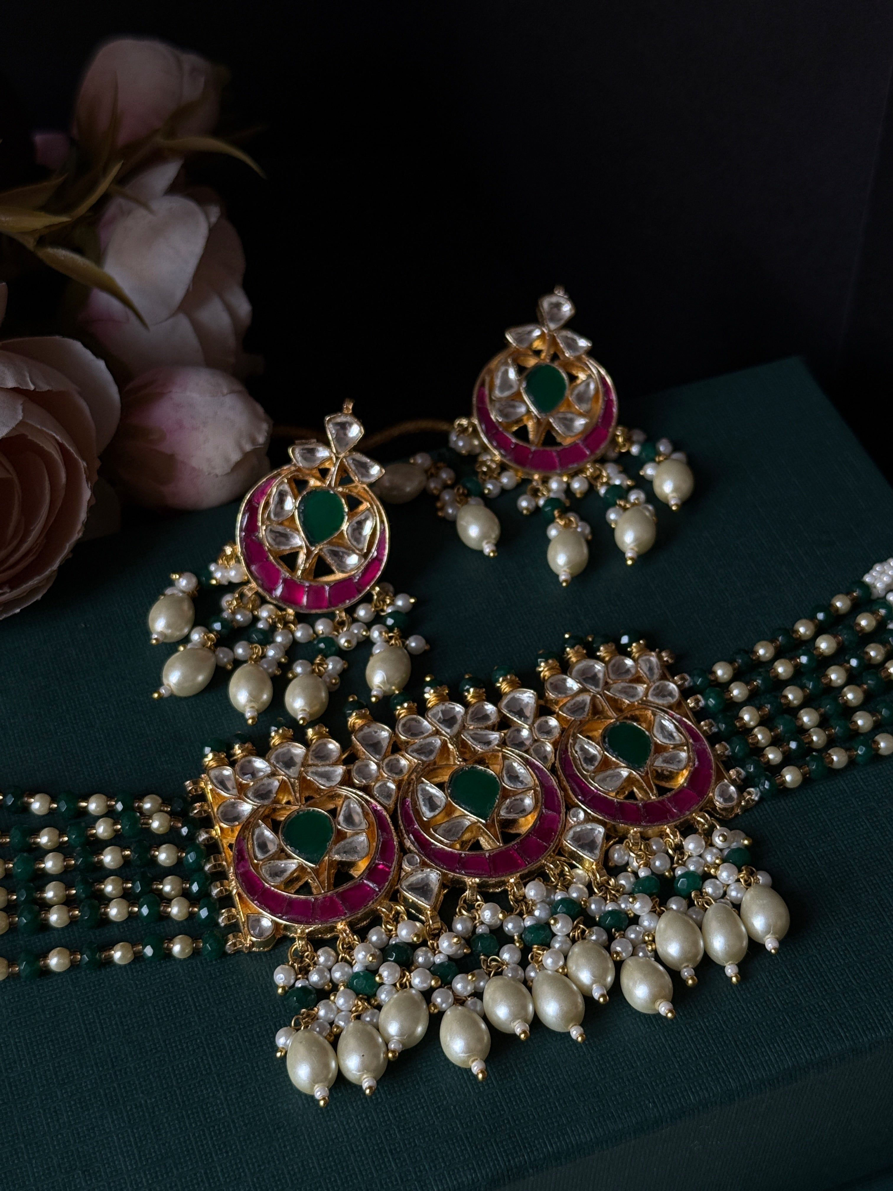 Handcraft Pacchi Kundan Necklace Set-Mivanaa