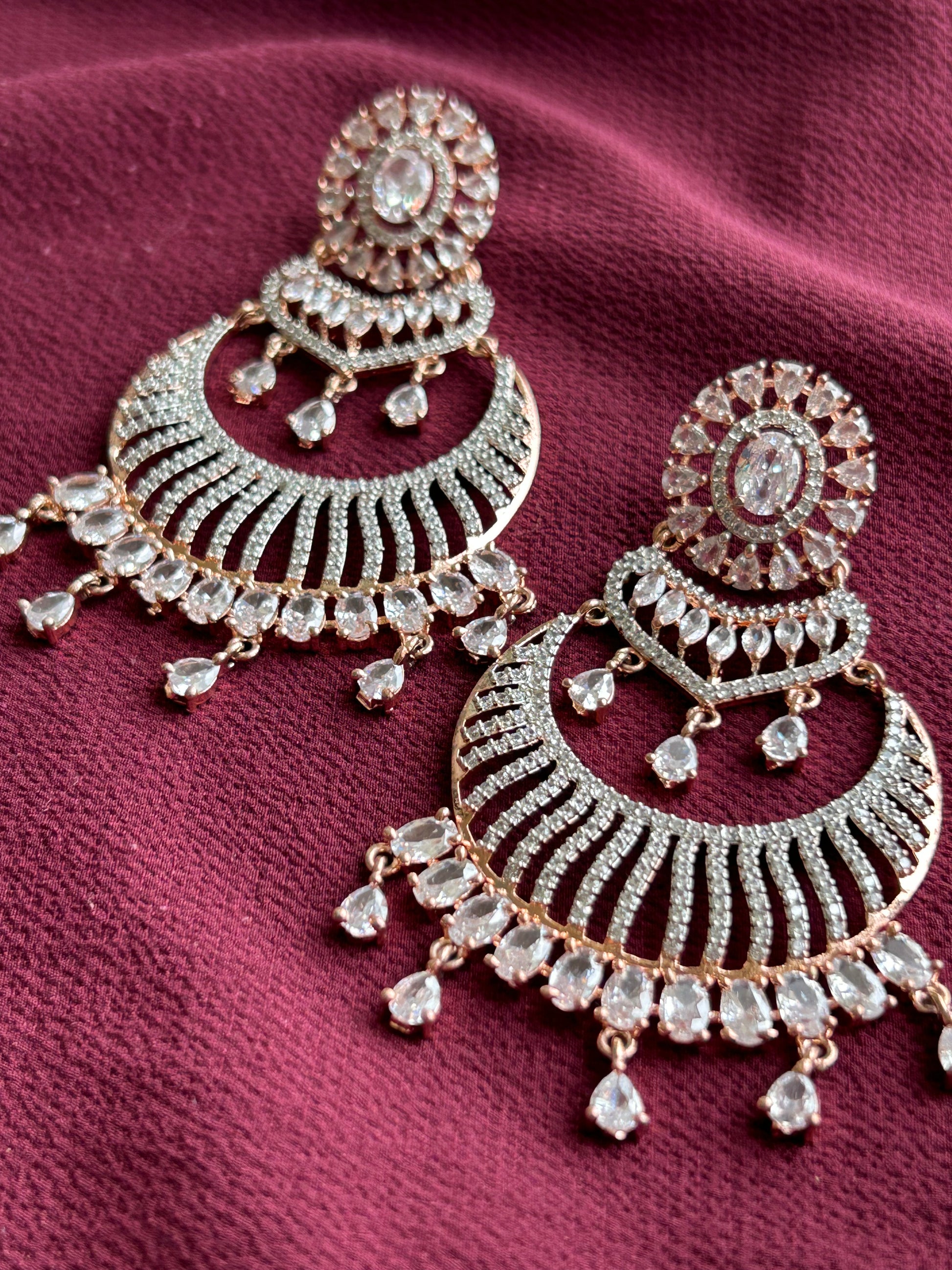 Diamond Frost - Round Shape AD Earrings - Mivanaa