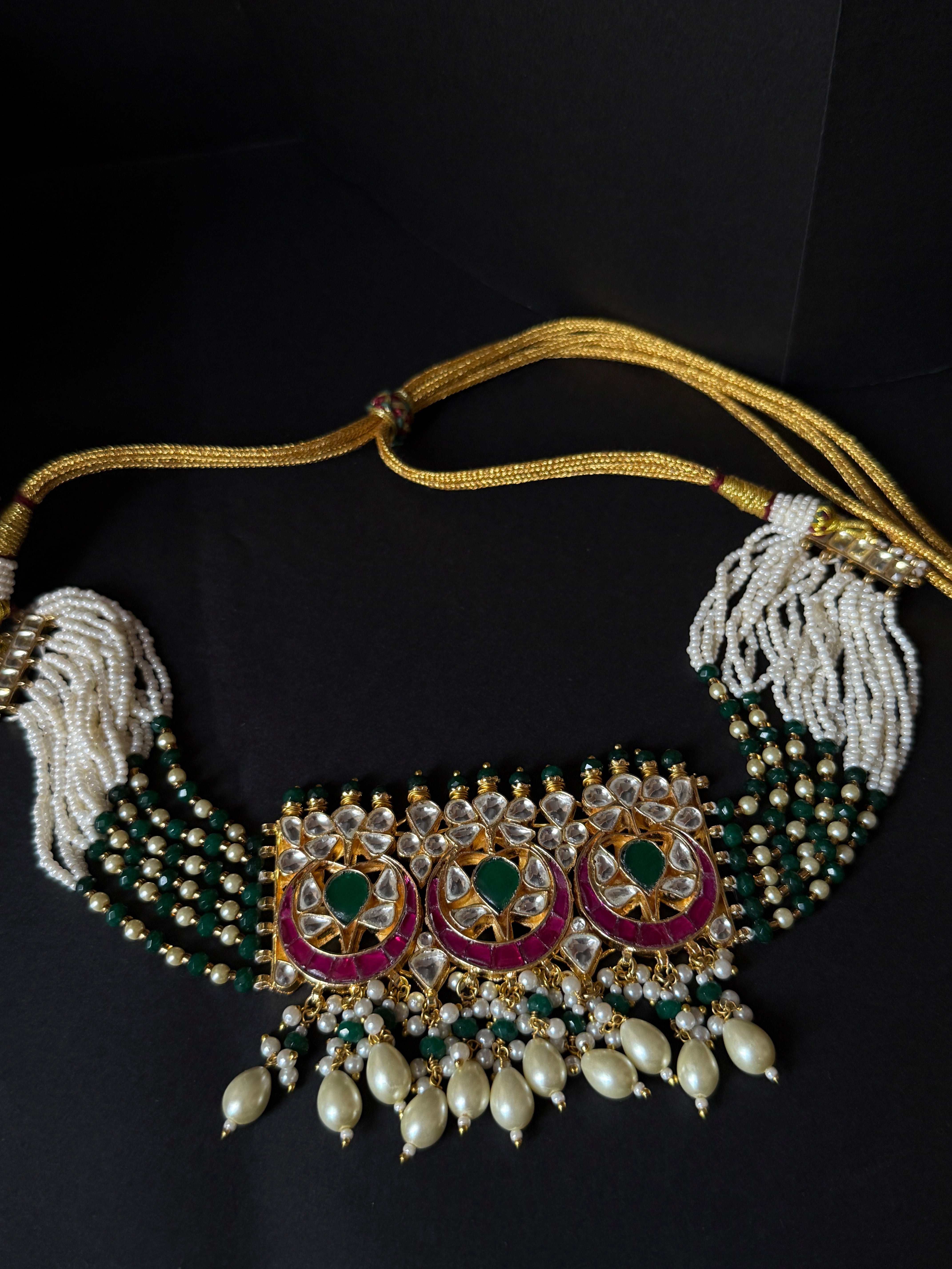 Handcraft Pacchi Kundan Necklace Set-Mivanaa