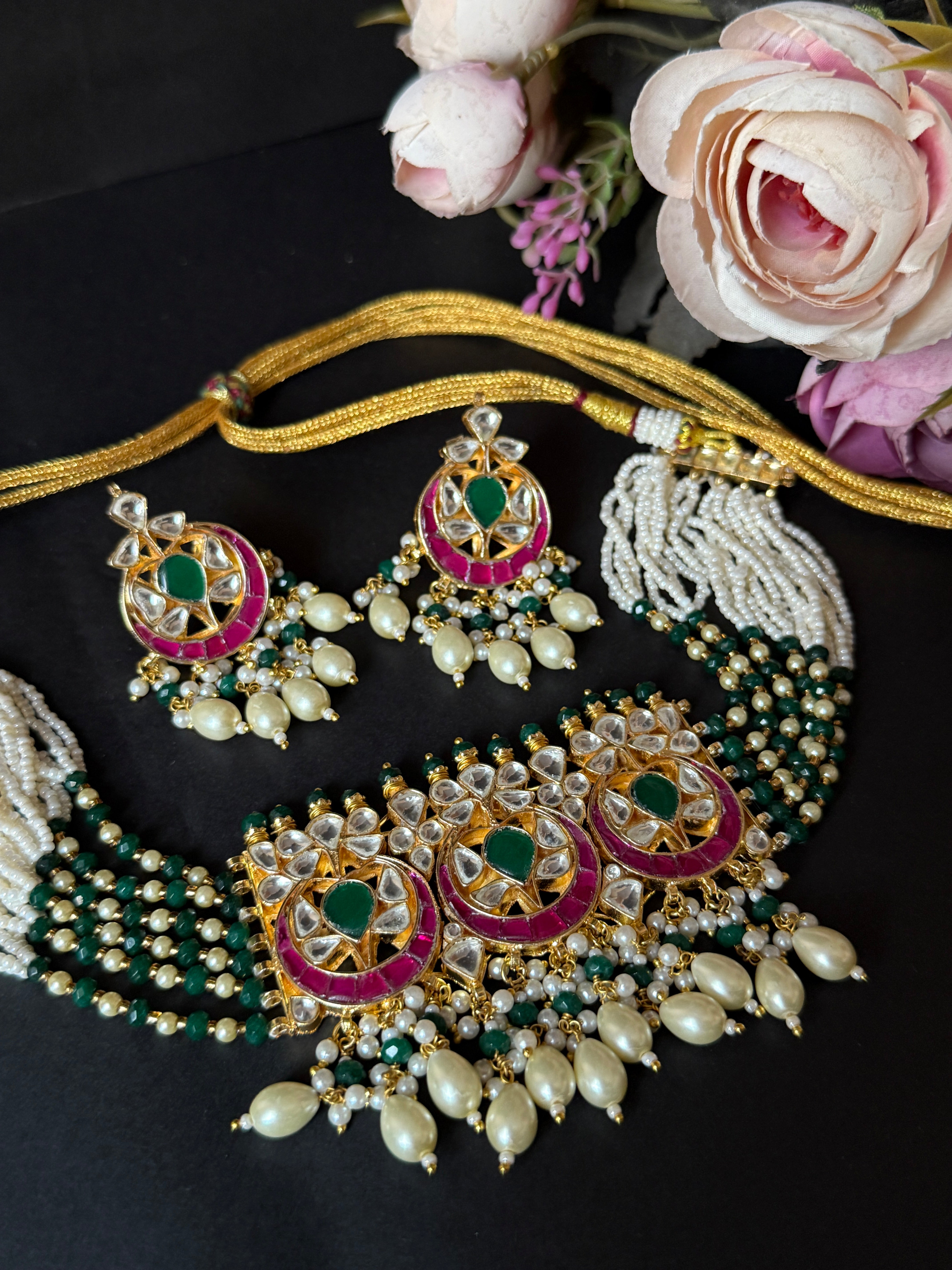 Handcraft Pacchi Kundan Necklace Set-Mivanaa