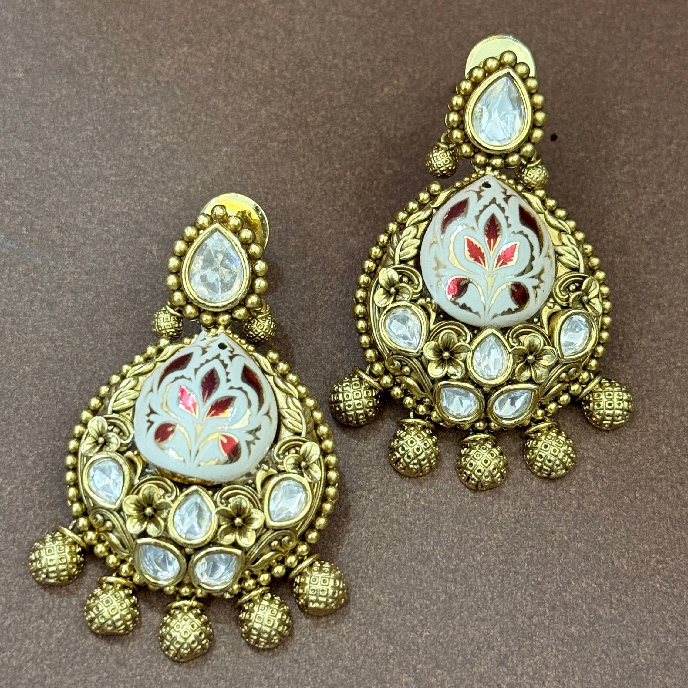 Heritage Ruby Meenakari Pearl Necklace Set