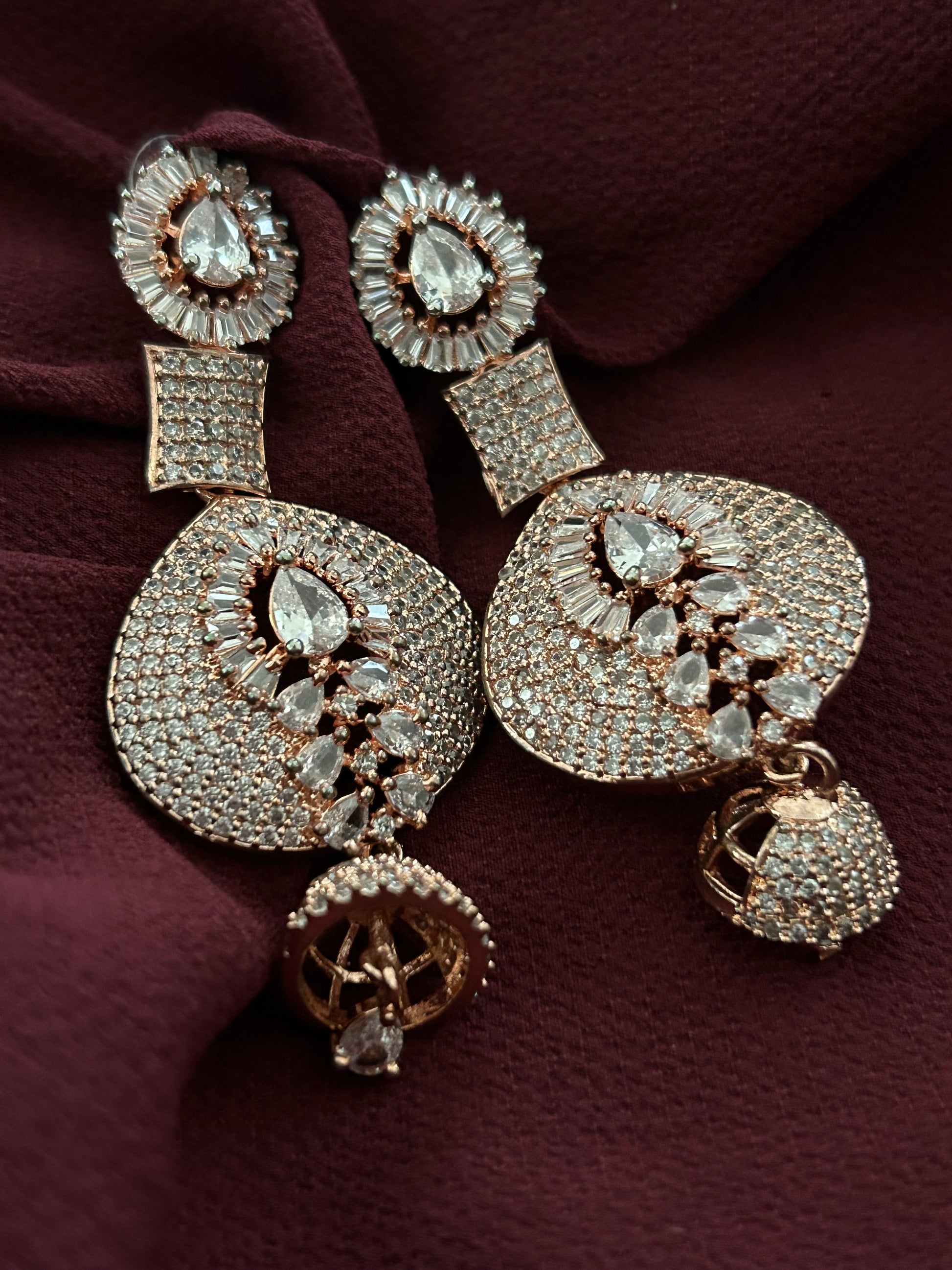 Rose Radiance AD Earrings - Mivanaa