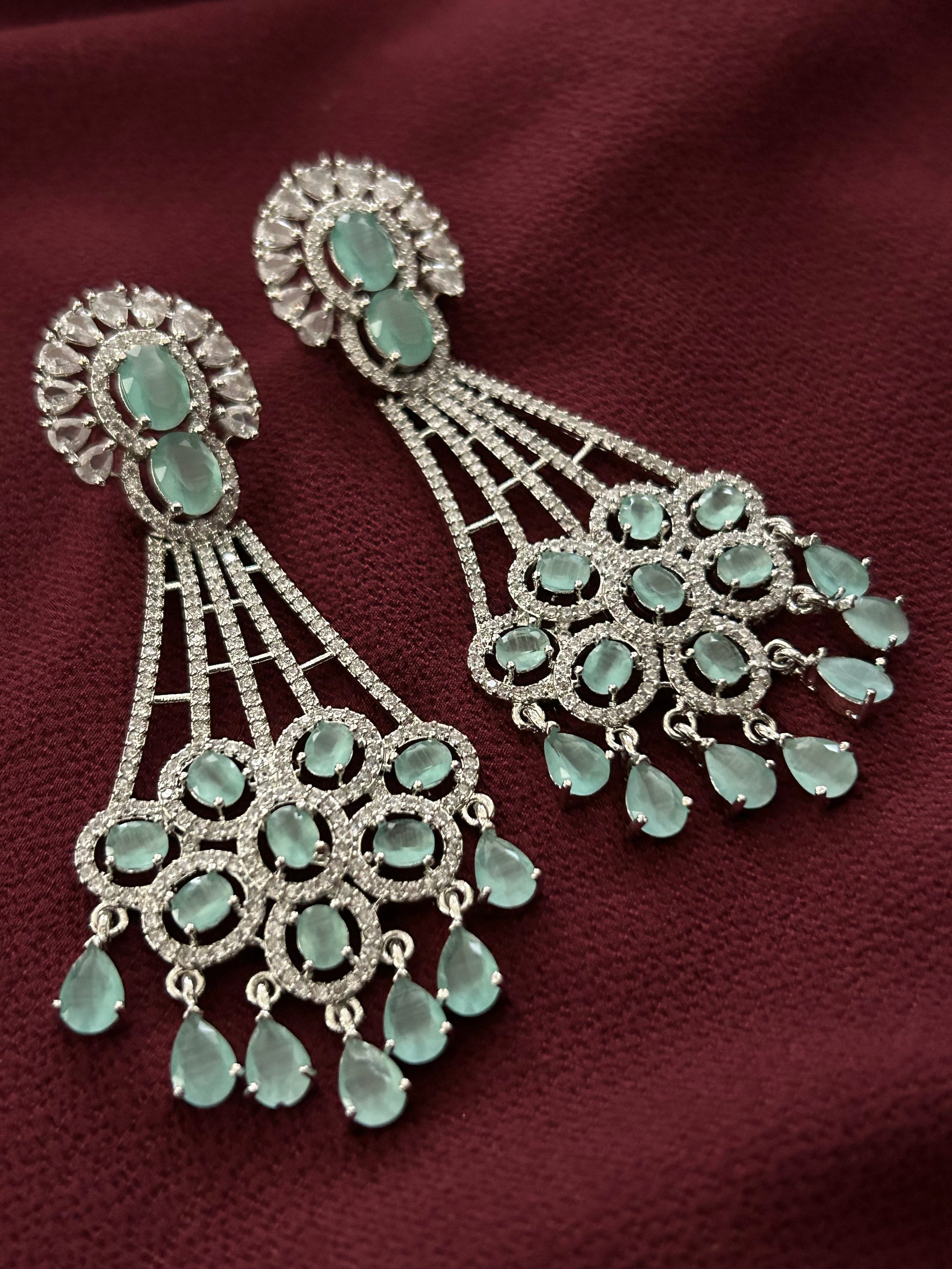 Mint Radiance AD Earrings - Mivanaa