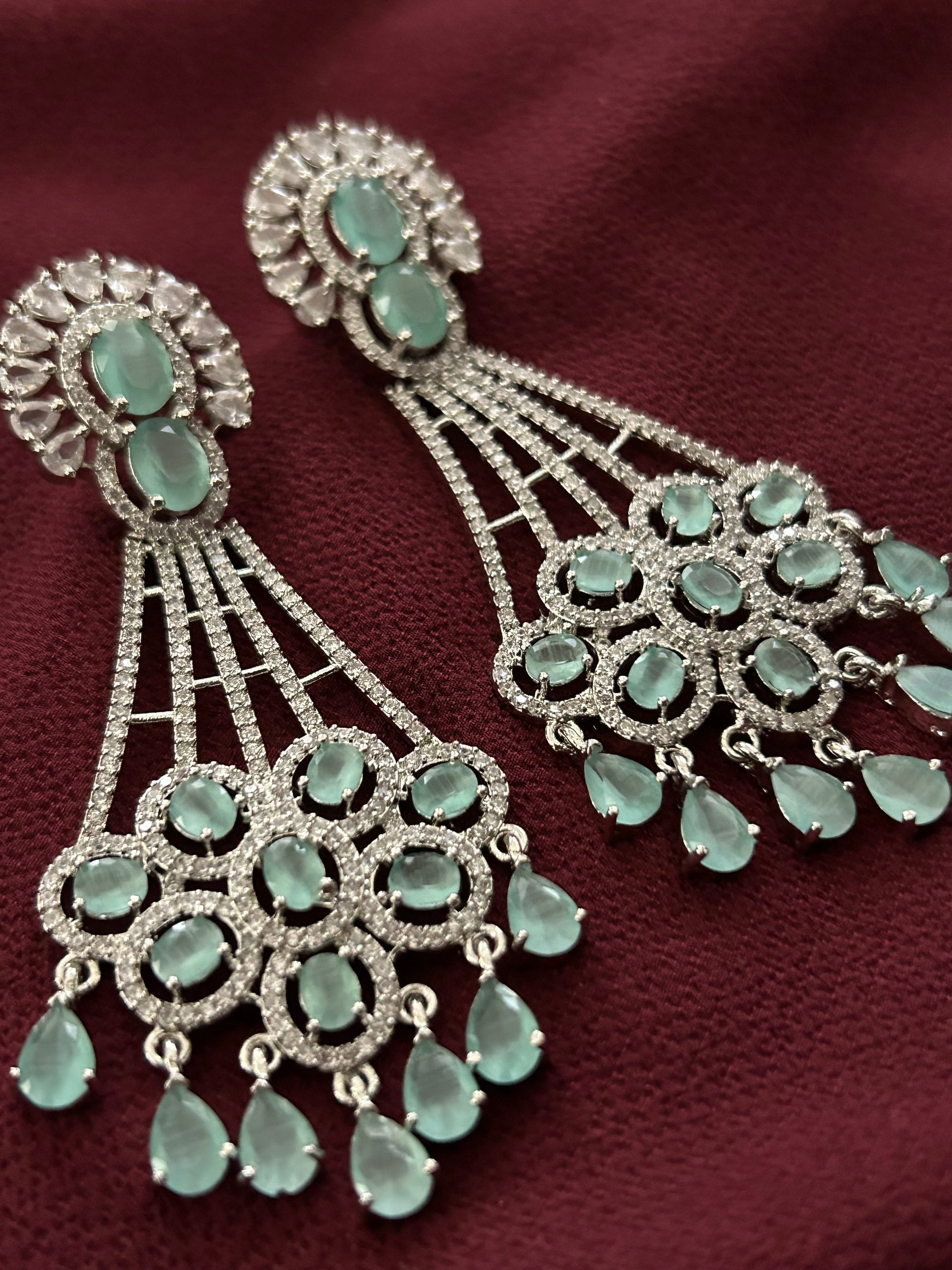 Mint Radiance AD Earrings - Mivanaa